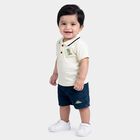 Infants' Cream Polo Neck Graphic Print Baba Suit, Off White, small