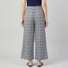 Women's Blue Geometric Printed Palazzos, मध्यम नीला, small