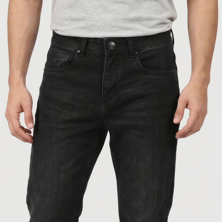 Men's Black Slim Fit Faded Jeans, Black, large