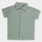 Boys' Muted Sage Green Regular Collar Casual Shirt, Light Green, small image number null