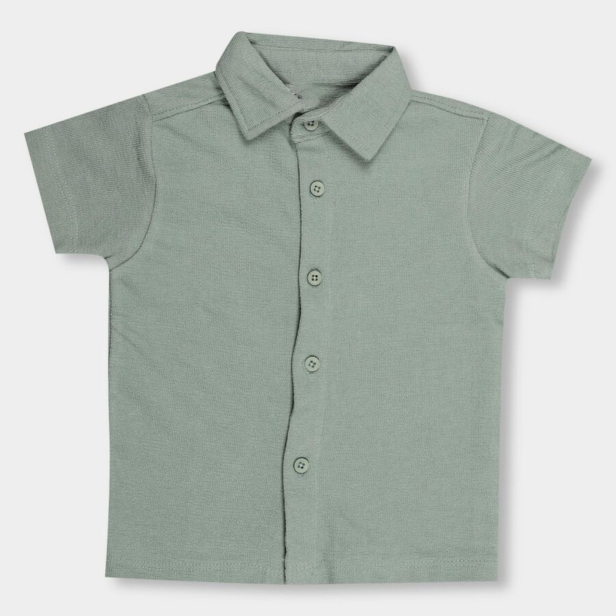 Boys' Muted Sage Green Regular Collar Casual Shirt, Light Green, large image number null