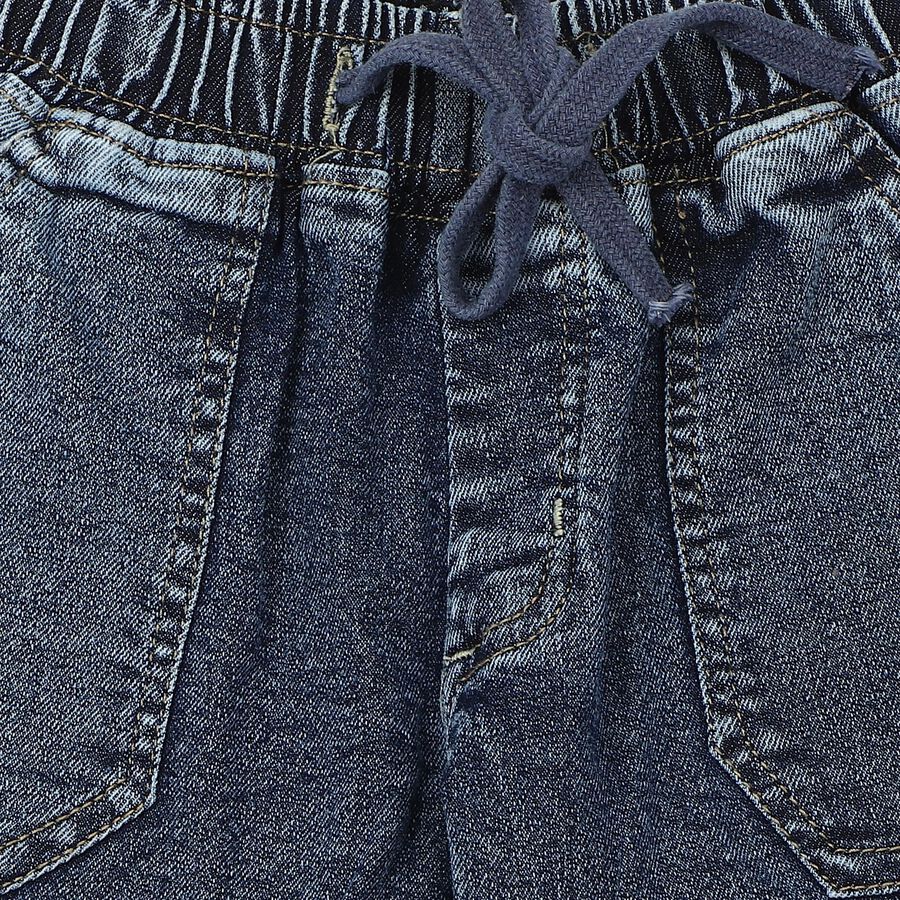 Boys Blue Relaxed Fit Cargo Jeans, मध्यम नीला, large