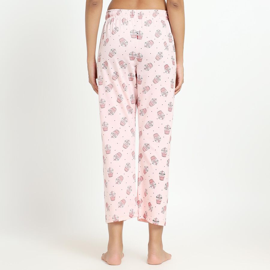 Ladies' Soft Pink Printed Cotton Blend Full-Length Pyjama, Light Pink, large image number null