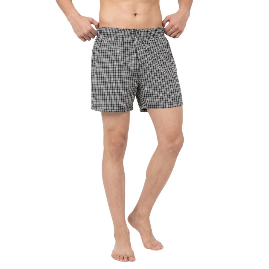 Men's Black Classic Fit Solid Boxers, काला, large