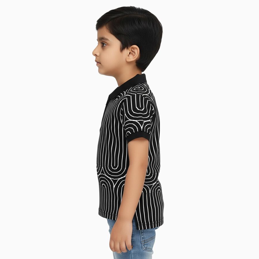 Boys Black Polo Neck Casual T-Shirt, नेवी ब्लू, large image number null