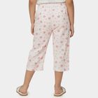 Girls' White Regular Fit Star Printed Capri, White, small