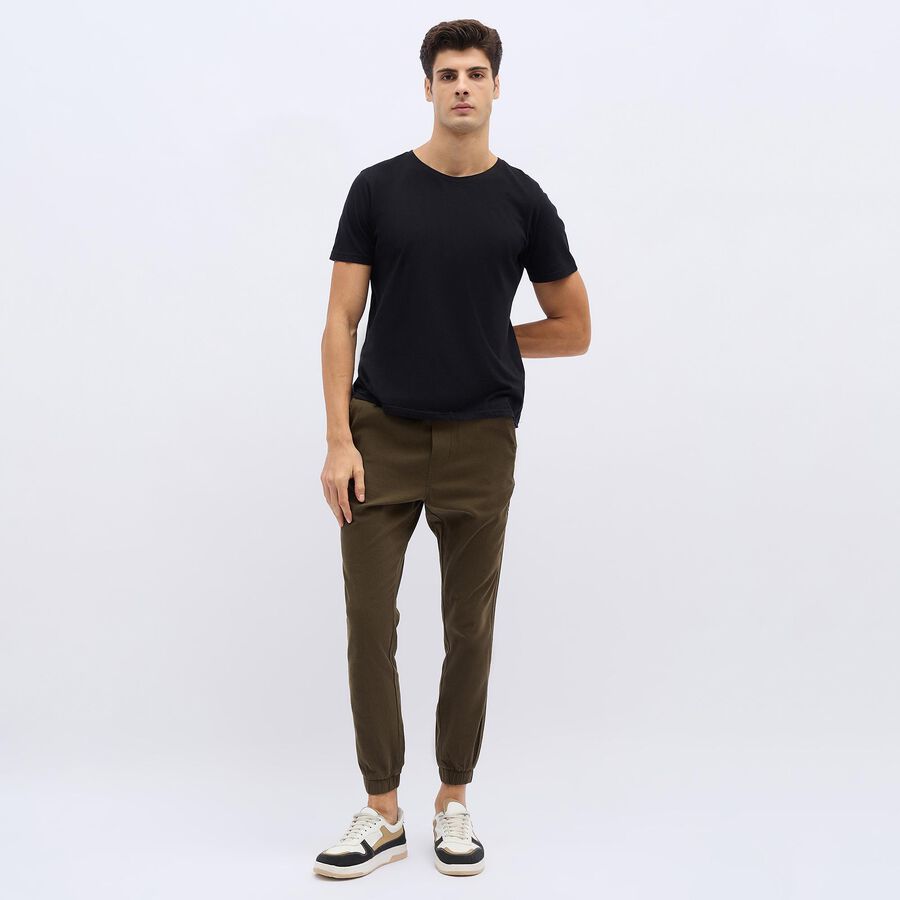 Men's Olive Green Slim Fit Joggers, ओलिव, large