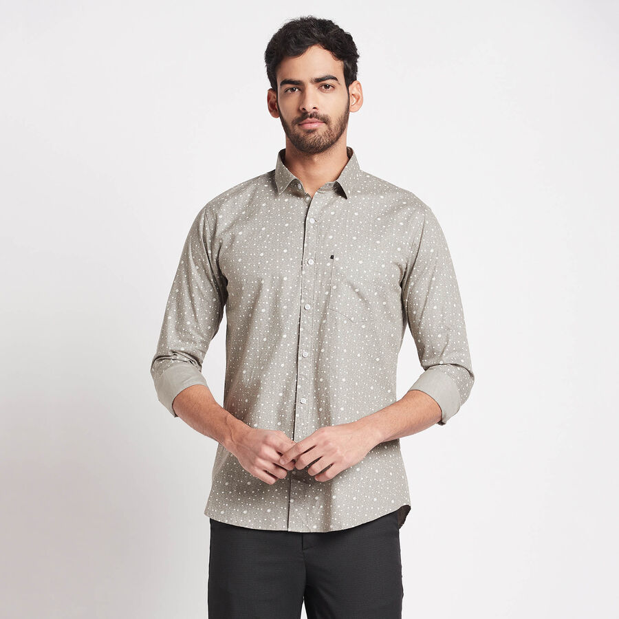 Cotton Printed Casual Shirt, Dark Grey, large image number null