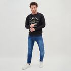 Men's Jet Black Crew Neck Casual Sweatshirt, Black, small image number null