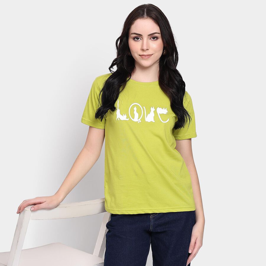 Ladies' Round Neck T-Shirt, Neon Green, large image number null