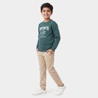 Boys' Teal Crew Neck Graphic Print Sweatshirt, टील ब्लू, small