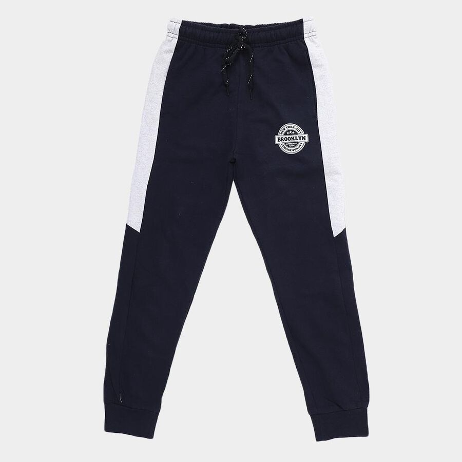 Boys' Navy Blue Regular Fit Graphic Printed Jogger Pyjama, नेवी ब्लू, large