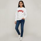 Girls Off White Crew Neck Casual Sweatshirt, Off White, small image number null