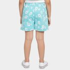 Girls' Teal Regular Fit Floral Printed Shorts, एक्वा, small