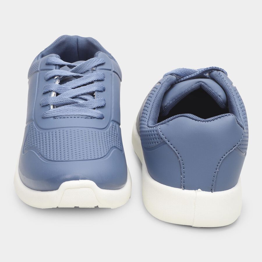 Men's Muted Steel Blue Lace-Up Casual Sneakers, नेवी ब्लू, large image number null