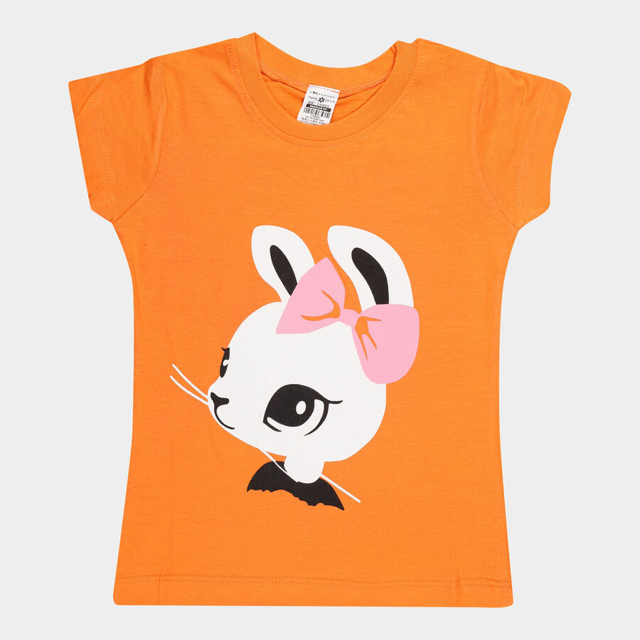 Girls Cotton T-Shirt, Orange, large image number null