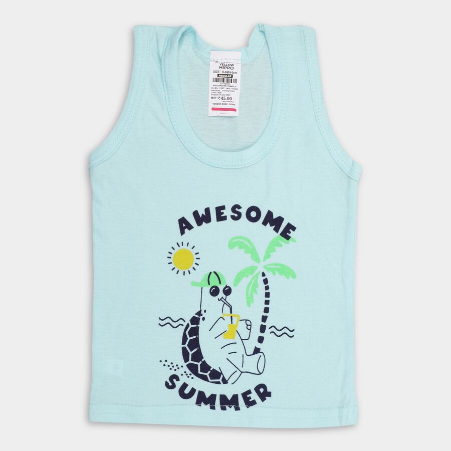 Infants' 100% Cotton Vest , Aqua, large