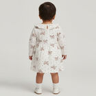 Girls' Soft Ivory White Bow Print Long Sleeve Frock, ऑफ व्हाइट, small image number null