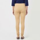 Women's Beige Cotton Blend Elastic Waist Slim Fit Churidar, खाकी, small