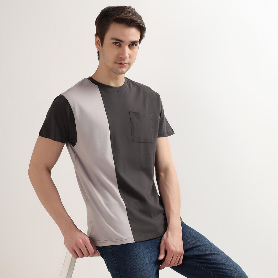 Men's 100% Cotton Round Neck Half Sleeves T-Shirt, Light Grey, large image number null