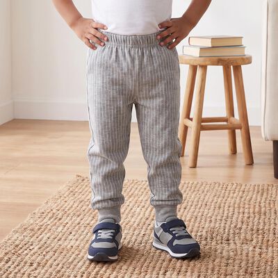 Boys Grey Striped Long Johns Thermal
