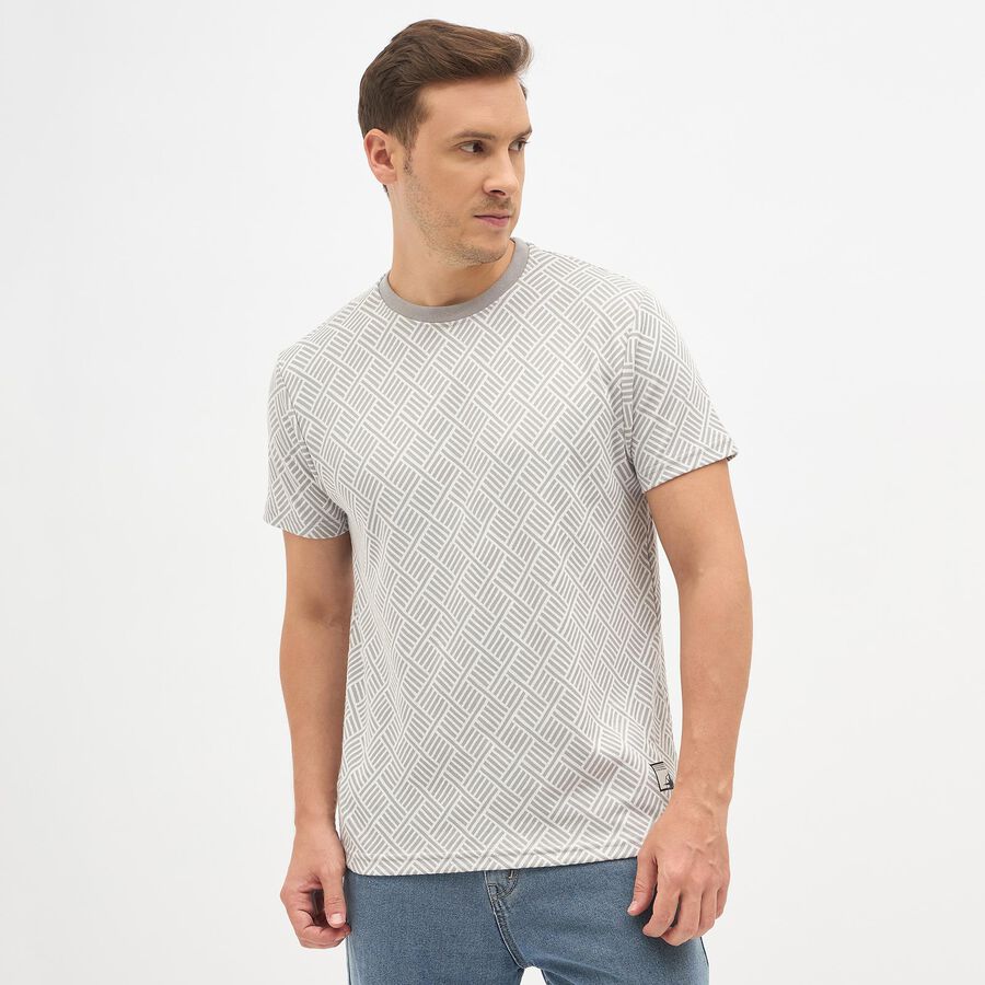 Men's Round Neck Half Sleeves T-Shirt, Light Grey, large image number null