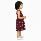 Girls' Maroon Printed Sleeveless A-Line Frock, Wine, small image number null