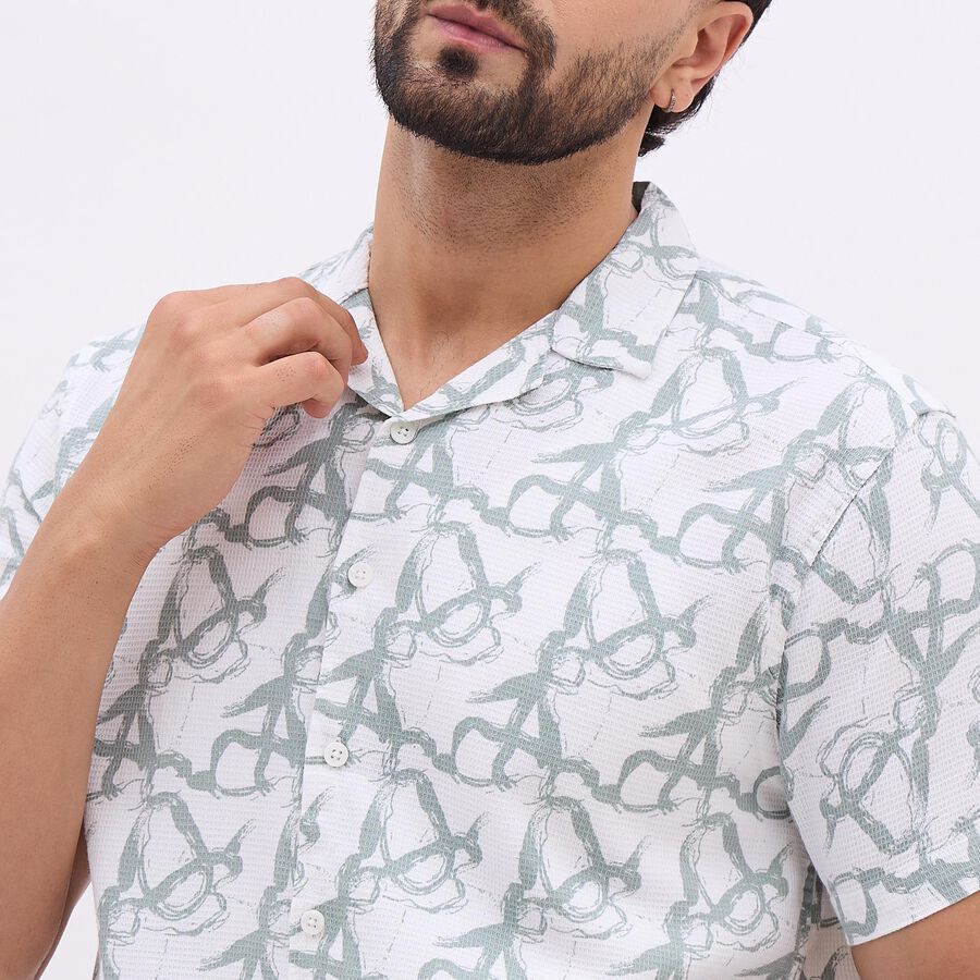 Men's Light Green Cotton Classic Collar Casual Shirt, Light Green, large image number null