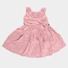 Girls' Soft Pink Floral Embellished Sleeveless Party Frock, Pink, small image number null