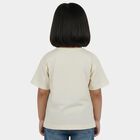 Girls White Cotton Round Neck Casual T-Shirt, White, small