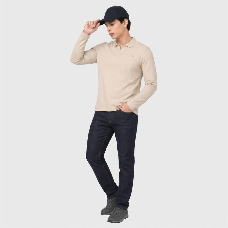 Men's Beige Polo Neck Polo T-Shirt, गहरा पीला, large