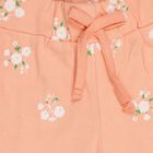 Girls' Peach Floral Printed Pull-Up Shorts, पीच, small image number null