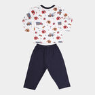 Infants Printed Cotton Baba Suit, Melange Light Grey, small image number null