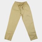 Boys Beige Straight Fit Drawstring Waist Trousers, गहरा पीला, small