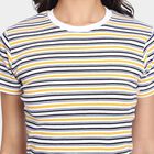 Ladies'  Stripes Round Neck T-Shirt, मस्टर्ड, small image number null