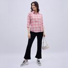 Women's Light Pink Checkered Classic Collar Shirt, हल्का गुलाबी, small image number null