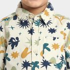 Boys Cream Cotton Long Sleeve Collar Shirt, ऑफ व्हाइट, small