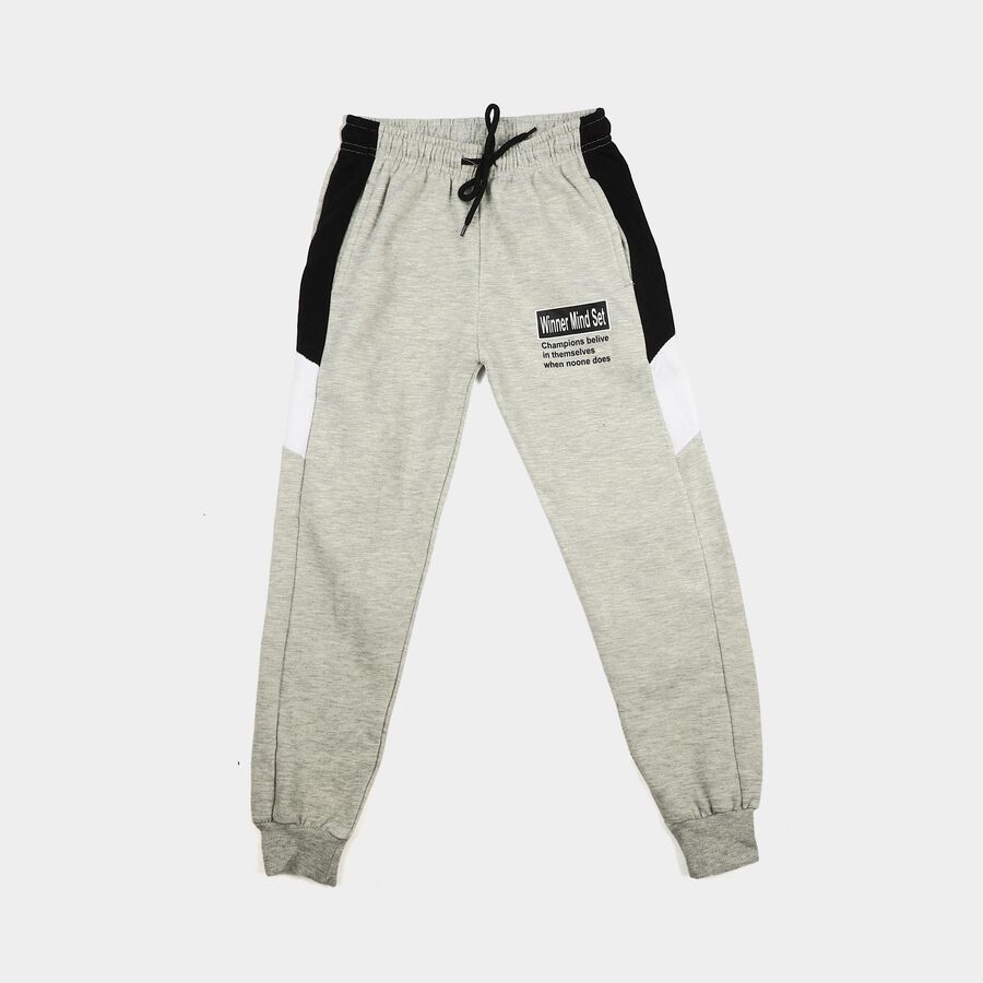 Boys Grey Jogger Fit Slogan Print Winter Pyjama, मिश्रित हल्का ग्रे, large