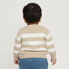 Infants Beige and White Crew Neck Striped Pullover, गहरा पीला, small image number null
