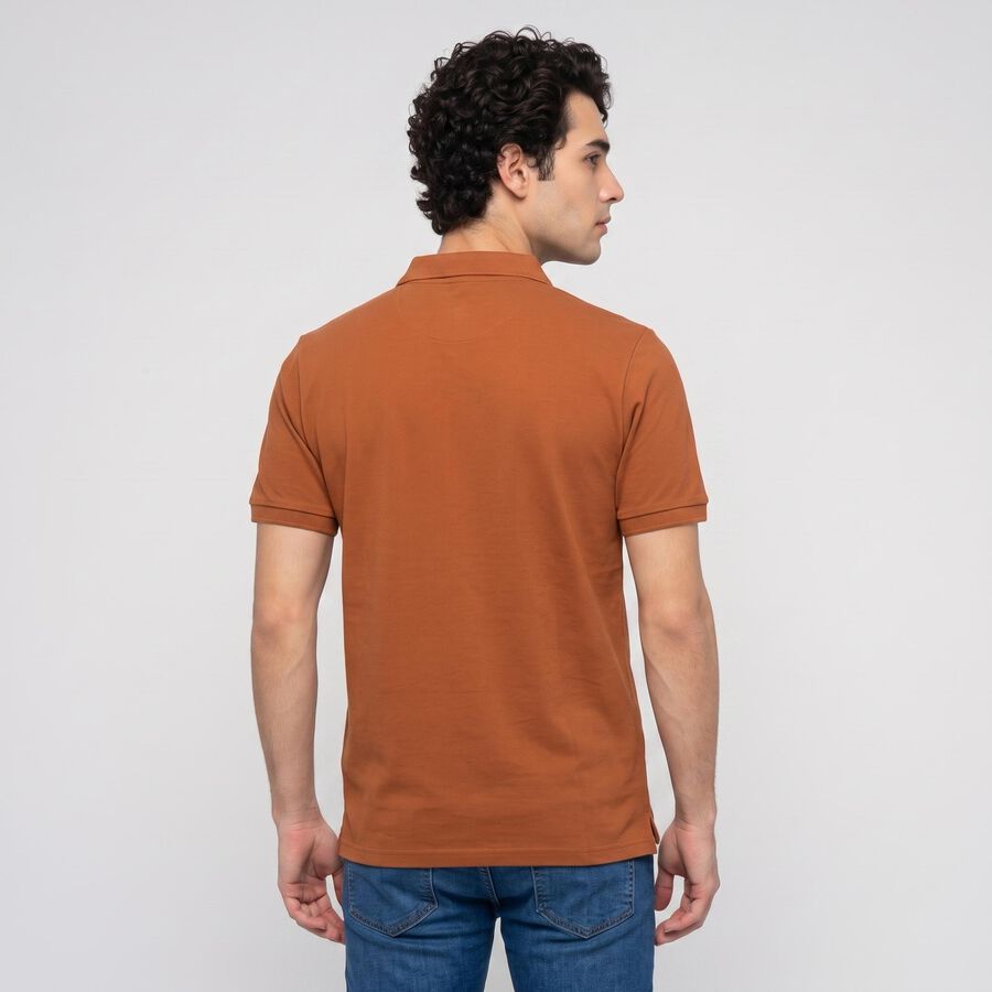 Men Brown Polo Neck Polo T-Shirt, भूरा, large