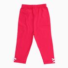 Girls' Bright Pink Cotton Blend Capri Leggings with Decorative Bows, रानी (फ्यूशिया), small image number null
