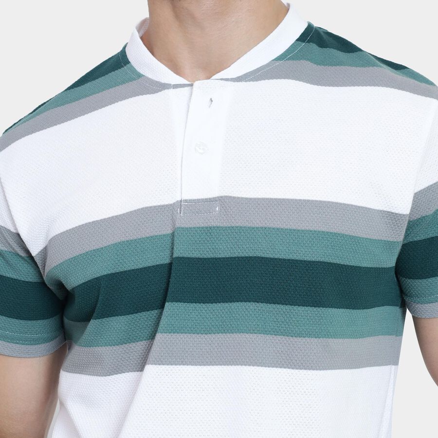 Men's Henley Half Sleeves T-Shirt , White, large image number null