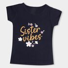 Sister Vibes Navy Blue Girls' T-Shirt, Navy Blue, small image number null