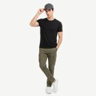 Men's Black Cotton Round Neck Regular T-Shirt, काला, small