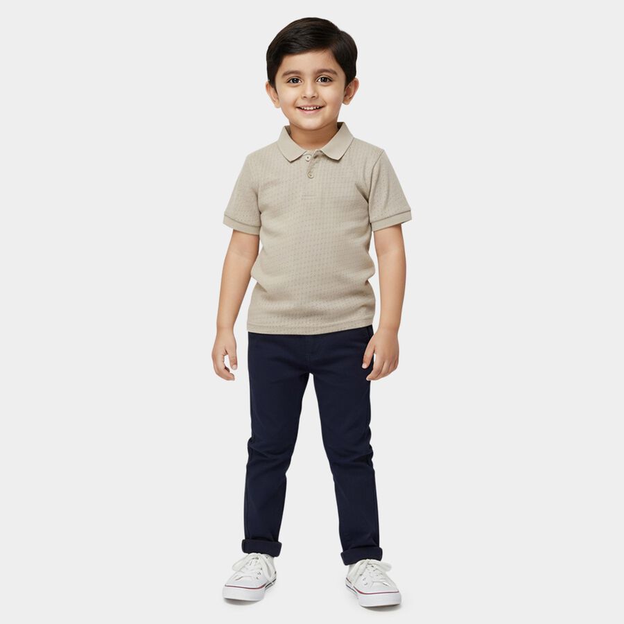 Boys Beige Polo Neck Casual T-Shirt, गहरा पीला, large