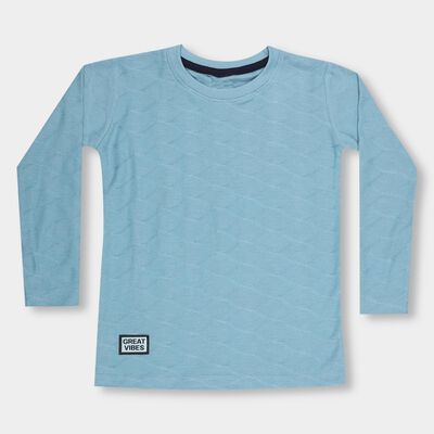 Boys Light Blue Crew Neck Casual T-Shirt