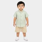Infants' Beige Cotton Collar Baba Suit, गहरा पीला, small