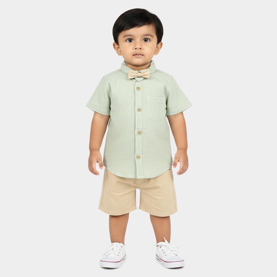 Infants' Beige Cotton Collar Baba Suit, गहरा पीला, large