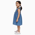 Girls' Cotton Blend Casual Frock, Mid Blue, small