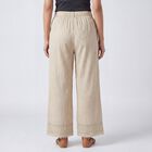 Women's Beige Relaxed Fit Solid Wide-Leg Palazzos, गहरा पीला, small